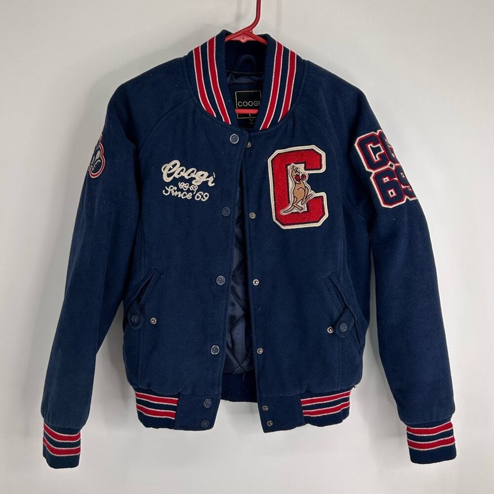 COOGI 69 "Love Passion" Men Varsity Letterman Patches Snap Button Jacket  large